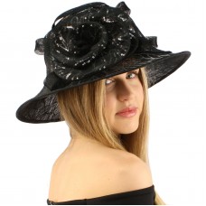 Fancy Sequins Adorn Kentucky Derby Floppy Bucket Cloche Floral Church Hat Black 799705225169 eb-89897591